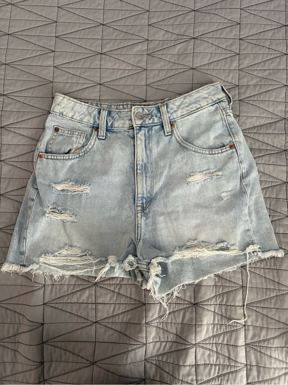 Divided Light Blue High-Waist Distressed Denim Shorts